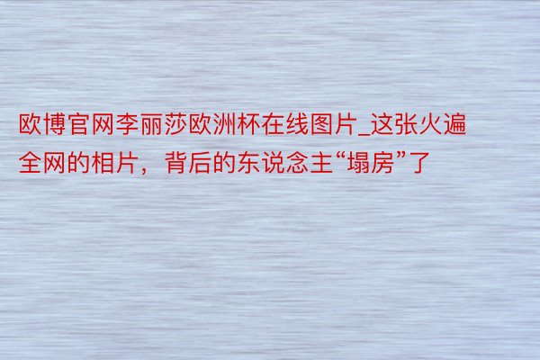 欧博官网李丽莎欧洲杯在线图片_这张火遍全网的相片，背后的东说念主“塌房”了