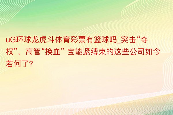 uG环球龙虎斗体育彩票有篮球吗_突击“夺权”、高管“换血” 宝能紧缚束的这些公司如今若何了？