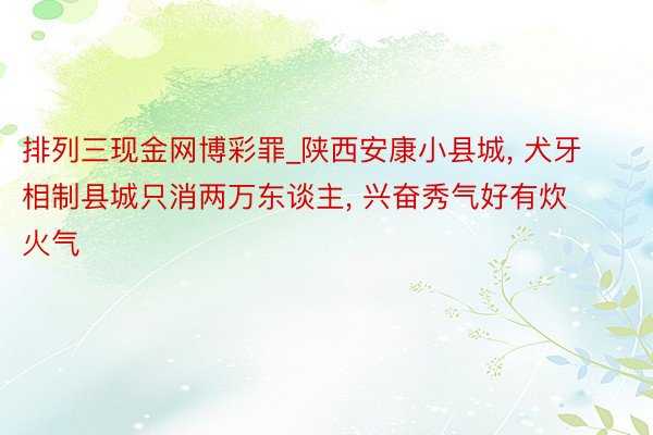 排列三现金网博彩罪_陕西安康小县城, 犬牙相制县城只消两万东谈主, 兴奋秀气好有炊火气